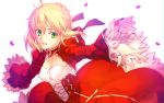  blonde_hair dress fate/extra fate/stay_night green_eyes ribbons saber saber_extra short_hair 