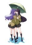 heartcatch_precure! holding_hands kurumi_momoka legs multiple_girls mura_(kiyohime) mutual_yuri precure purple_hair school_uniform skirt tsukikage_yuri umbrella yuri 