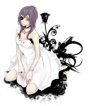   barefoot chrome_dokuro dress eyepatch flower jewelry katekyo_hitman_reborn long_hair purple_hair takamura  