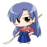  idolmaster japanese_clothes kimono kisaragi_chihaya naginata polearm wagomu17 weapon 