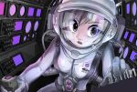  brown_eyes brown_hair cockpit helmet kiichi morita_yukari reflection rocket_girls spacesuit 