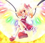  ascot blonde_hair cicin fang flandre_scarlet mary_janes red_eyes ribbon shoes short_hair side_ponytail touhou wings 