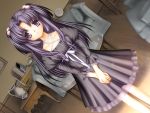  clannad dress game_cg hair_bobbles hair_ornament ichinose_kotomi official_art purple_hair smile solo violet_eyes 