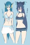  bikini blue_hair emukon front-tie_top lumineon moemon multiple_girls personification pokemon striped striped_bikini striped_swimsuit swimsuit vaporeon 