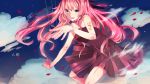  bad_id blue_eyes doll doll_joints dress hair_ribbon hands highres itamidome long_hair megurine_luka pink_hair puppet puppet_strings ribbon smile solo tears very_long_hair vocaloid 