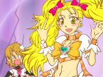  2girls blonde_hair cure_black cure_sunshine cure_sunshine_(cosplay) futari_wa_precure heartcatch_precure! midriff multiple_girls precure shiny_luminous 