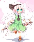  blush cherry_blossoms ghost green_eyes highres konpaku_youmu konpaku_youmu_(ghost) myon rowtan silver_hair touhou 