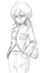  drawfag kuchiki_rukia monochrome sketch uniform 