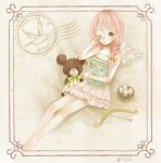 blush book bow braid c_m_m dress egg green_eyes nest pink_hair stuffed_animal stuffed_toy twintails wings 