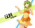  goggles goggles_on_head green_eyes green_hair gumi hand_on_chest hand_on_own_chest headphones headset kokotetsu open_mouth short_hair singing skirt smile solo thigh_band thigh_strap vocaloid wrist_cuffs 