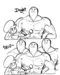  1girl blush diglett dugtrio hat heart heart-shaped_pupils interview kotone_(pokemon) long_hair manly microphone monochrome muscle personification pokemon pokemon_(game) sho-n-d symbol-shaped_pupils twintails 
