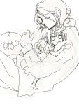  axis_powers_hetalia child france_(hetalia) hug mochi monochrome seychelles_(hetalia) sketch 