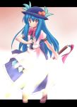 food fruit hat hinanawi_tenshi long_skirt peach puranaria red_eyes skirt sword sword_of_hisou touhou weapon