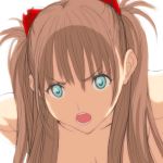  breasts brown_hair cleavage face long_hair neon_genesis_evangelion open_mouth poin_(pixiv) shikinami_asuka_langley solo souryuu_asuka_langley 