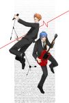  angel_beats! blue_hair brown_hair formal guitar hinata_(angel_beats!) instrument male microphone microphone_stand otonashi_(angel_beats!) short_hair suit tsukasa_(rt) 