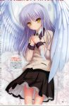  angel_beats! angel_wings blazer feathers highres na-ga school_uniform skirt tachibana_kanade wings yellow_eyes 