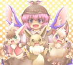  crossover eevee mystia_lorelei open_mouth pokemon rabbit tosaka_(artist) touhou 