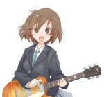  brown_eyes brown_hair guitar hirasawa_yui ichinose_(ktmnn) instrument k-on! school_uniform short_hair 