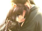  clannad couple game_cg hair_bobbles hair_ornament hug ichinose_kotomi official_art okazaki_tomoya tears 