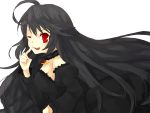  bare_shoulders black_dress black_hair dress long_hair pixiv red_eyes smile tsukihime type-moon wink yuya_(artist) 
