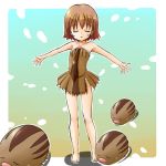  1girl blush_stickers brown_hair closed_eyes flat_chest lowres moemon personification pokemon pokemon_(creature) pokemon_(game) pokemon_gsc short_hair swinub tenjou_ryuka 