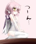  :t animal_ears bespectacled blush flat_chest glasses mystia_lorelei one-piece_swimsuit pink_hair pout school_swimsuit seiza short_hair sitting solo swimsuit thigh-highs thighhighs touhou urimono v_arms white_legwear white_school_swimsuit white_swimsuit white_thighhighs wings yellow_eyes 