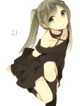  green_eyes green_hair halterneck hijiri_(resetter) looking_up original simple_background solo twintails 
