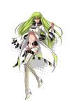  alternate_costume boots c.c. code_geass drawfag dress green_hair long_hair midriff mound_of_venus navel short_shorts shorts solo thigh-highs thigh_boots thighhighs wide_sleeves yellow_eyes 