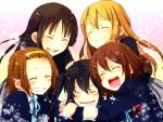  blush closed_eyes group_hug hand_on_head hirasawa_yui hug k-on! kotobuki_tsumugi mina_m multiple_girls nakano_azusa open_mouth smile tainaka_ritsu tears 