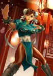  brown_eyes brown_hair brown_pantyhose capcom chun-li jewelry mophat pantyhose sakakibara_mizuki solo spiked_bracelet spikes street_fighter 