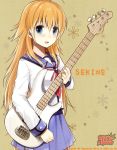  bass_guitar blonde_hair blue_eyes guitar instrument jing_hu kiyoshi_mizuumi_+ school_uniform sekine serafuku 