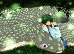  bad_id detached_sleeves frog green_eyes green_hair japanese_clothes kochiya_sanae long_hair snake touhou 