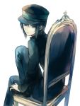  angel_beats! bad_id black_hair chair green_eyes hat male mg_(3458) naoi_ayato school_uniform short_hair solo 