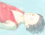  black_hair closed_eyes happy monkey_d_luffy one_piece short_hair smile water 