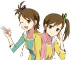  brown_hair dorei_k futami_ami futami_mami idolmaster idolmaster_2 long_hair short_hair siblings side_ponytail sisters twins 