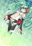  aqua_eyes aqua_hair belt breasts elbow_gloves fingerless_gloves gloves hatsune_miku hatsune_miku_(append) hys-d long_hair miku_append navel necktie solo thigh-highs thighhighs twintails very_long_hair vocaloid vocaloid_append 