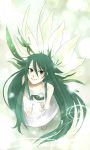  green_eyes green_hair long_hair lowres sangurose saya saya_no_uta smile solo sundress very_long_hair wings 