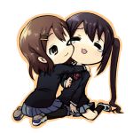  &gt;_&lt; :3 :t b3 blush cheek_to_cheek chibi closed_eyes hirasawa_yui hug k-on! lowres nakano_azusa open_mouth pantyhose school_uniform smile tears wink 