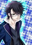  1boy black_hair blue_eyes fushimi_saruhiko glasses highres k_(anime) okomochi solo 