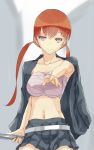  bandages belt breasts jacket_on_shoulders musujime_awaki red_eyes redhead school_uniform skirt takeda to_aru_majutsu_no_index twintails 