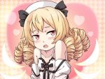  bare_shoulders blonde_hair blush bust drill_hair hat heart long_hair luna_child masuneko off_shoulder open_mouth red_eyes solo touhou wings 