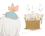  animal_ears box braid cardboard_box cat_ears chibi for_adoption fujiwara_no_mokou hat in_container kamishirasawa_keine kemonomimi_mode long_hair mimaru multiple_girls multiple_persona touhou translated 