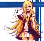  blue_eyes headphones lily_(vocaloid) long_hair navel skirt smile solo syutyou very_long_hair vocaloid wink 