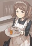  amagami brown_eyes brown_hair cup drink long_hair maid nakata_sae teacup tray waitress 