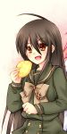  bread brown_eyes food long_hair melon_bread piku school_uniform serafuku shakugan_no_shana shana 