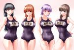  ayane ayane_(doa) character_request dead_or_alive hitomi jirousuzume kasumi lei_fang long_hair multiple_girls name_tag ominaeshi_(shimapan) one-piece_swimsuit school_swimsuit short_hair swimsuit thigh_gap 