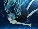  blue_eyes dress floating_hair green_hair hatsune_miku kisaragi_hinata long_hair shinkai_shoujo_(vocaloid) solo twintails underwater very_long_hair vocaloid 