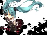  aqua_eyes aqua_hair bad_id guitar hariko hatsune_miku instrument jewelry long_hair necklace necktie skirt solo star striped striped_legwear striped_thighhighs thigh-highs thighhighs twintails very_long_hair vocaloid zettai_ryouiki 