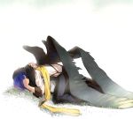  arisato_minato blue_hair grass hug mochizuki_ryouji multiple_boys multiple_wings persona persona_3 scarf whiteawing wings 