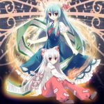  bad_id ex-keine fujiwara_no_mokou kamishirasawa_keine kinoko long_hair multiple_girls scroll touhou 